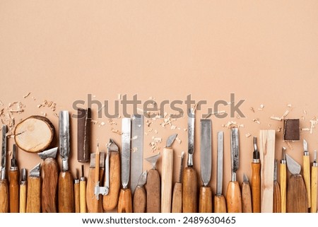 Similar – Image, Stock Photo Woodworking tools on wooden table