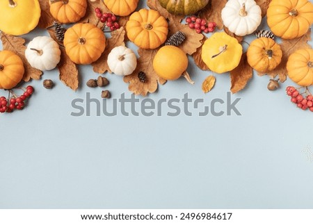 Similar – Image, Stock Photo top view of happy woman relaxing in hammock and listening to music on mobile phone and headset. autumn season. camping concept