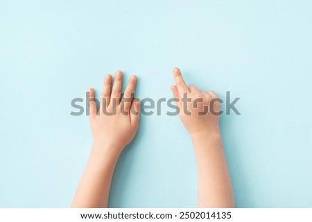 Similar – Image, Stock Photo Boy hands playing to be chemist with colorful liquids