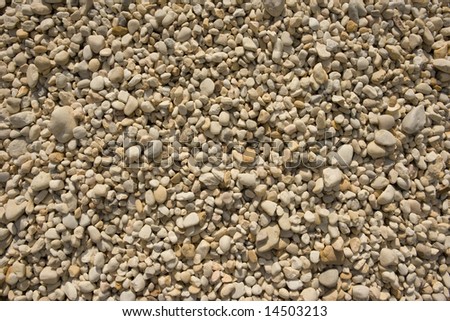 a wide view of off white small pebbles