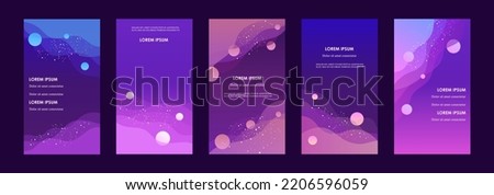 Set of purple abstract banners. Templates for stories, flyers, cards, web banners. Vector modern illustration. Gradient.