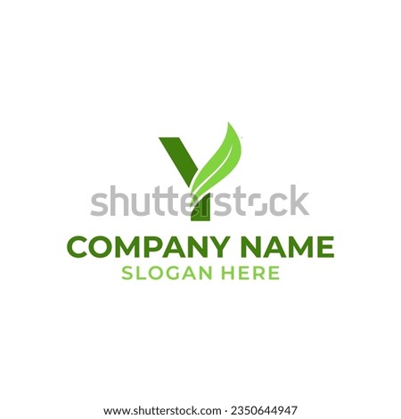 Letter Y logo with leaf vector. Y leaf logo template, leaf logo initials