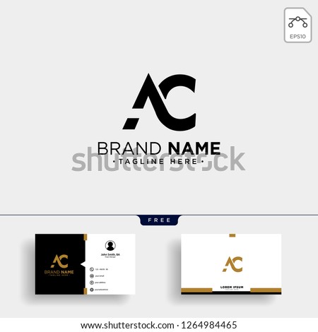 initial AC abstract geometric logo template vector illustration and business card design