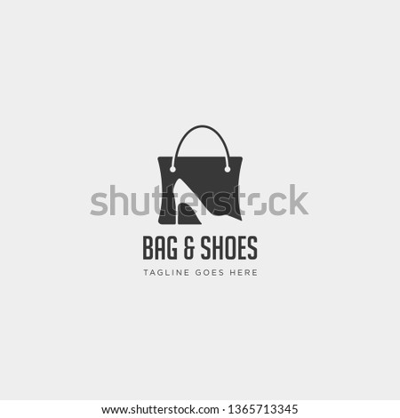 fashion bag shoping with high heel negative space simple logo template vector illustration icon element