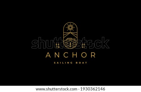 Luxury Sailing cruises logo badge line vectors