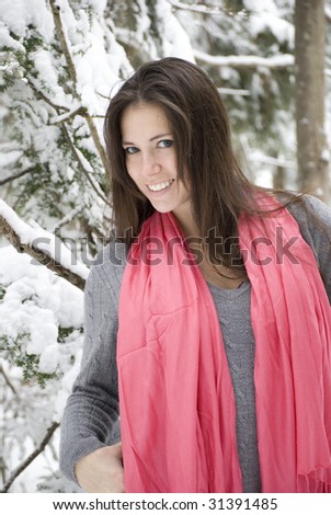 Pretty young woman wearing scarf