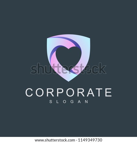 love and care logo, shield with heart logo