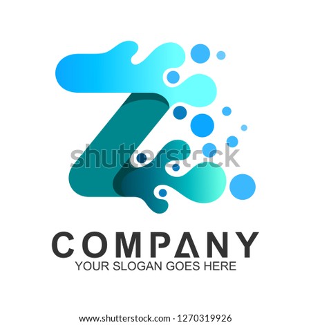 water bubble letter Z logo design