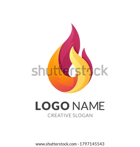 fire logo concept, modern 3d logo style in gradient yellow and red color