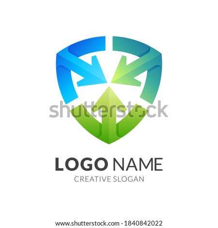 shield arrow logo, shield and arrow, combination logo with 3d colorful style
