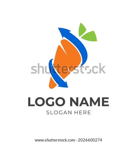 carrot arrow logo design, carrot and arrow, combination logo with flat colorful style