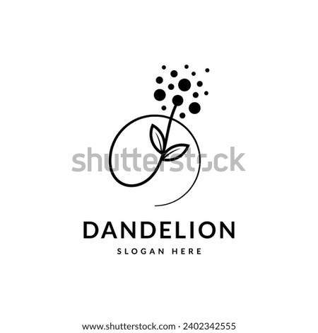 Abstract dandelion plant logo in line art design style