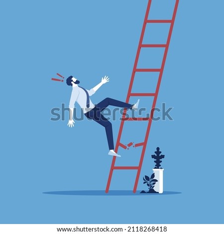 Man falling off the ladder, Concept of risk, accident, insurance vector, concept of business risk or accident concept