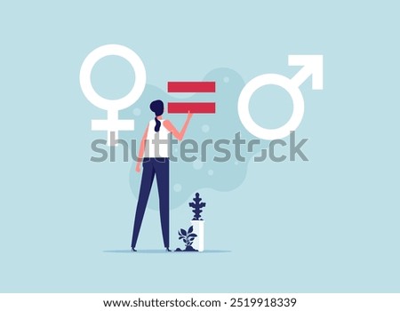 Gender equality equal treatment male and female in society business. Concept balance on man and woman equal opportunities. fair opportunities for different genders