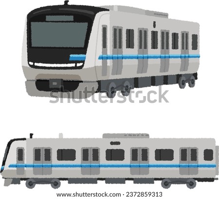 Illustration of a Japanese train. The Odawara Line is a line of Odakyu Electric Railway that connects Shinjuku Station in Tokyo to Odawara Station in Kanagawa Prefecture.