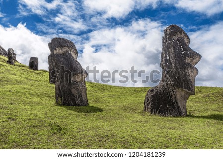 Similar – Foto Bild Ein Paar unterirdischer Moai auf dem erloschenen Vulkan Rano Raraku