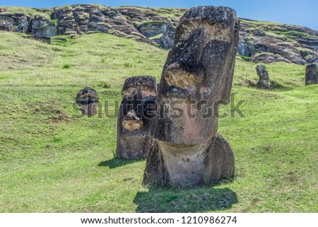 Similar – Foto Bild Ein Paar unterirdischer Moai auf dem erloschenen Vulkan Rano Raraku