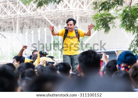 KUALA LUMPUR, Malaysia, August 29, 2015: Street rally dubbed BERSIH 4 on August 29 and 30th to call for clean and transparent governance in Malaysia and strengthening parliamentary democracy system