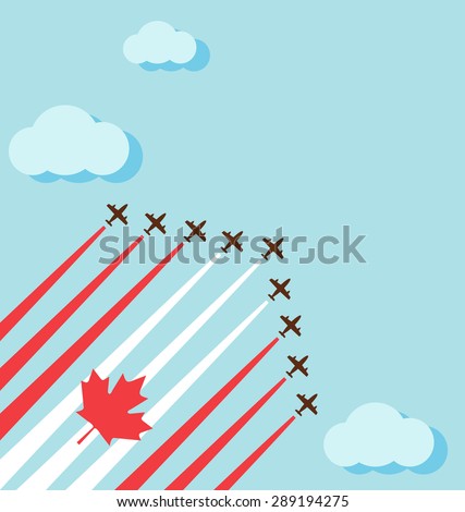 Air show on the sky for celebrate the national day of Canada