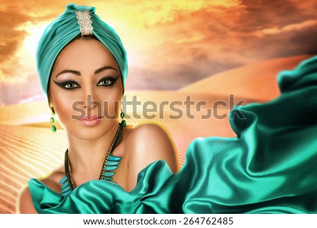 Beautiful woman in oriental style in turban