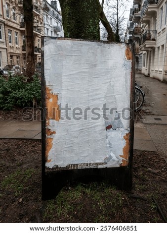 Similar – Image, Stock Photo Election poster, billboard for election advertising on the street framed by trees. Inscription