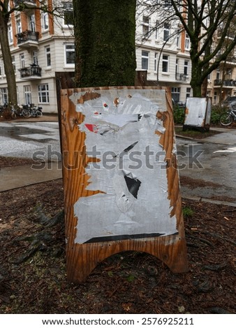 Similar – Image, Stock Photo Election poster, billboard for election advertising on the street framed by trees. Inscription