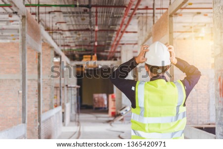 Engineers are stressed when experiencing work problems, Engineering concept, Headache engineers because of problems causing the work to not finish. Stock photo © 