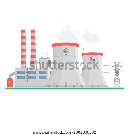 Nuclear power plant. Energy, vector illustration