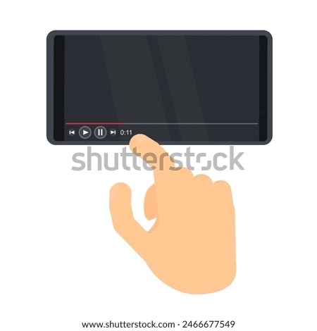 Watching videos on your phone. Playback pause while watching a video, vector illustration