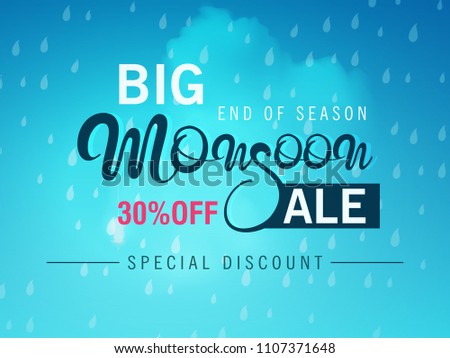 Big Monsoon Sale Banner, Vector Illustration.