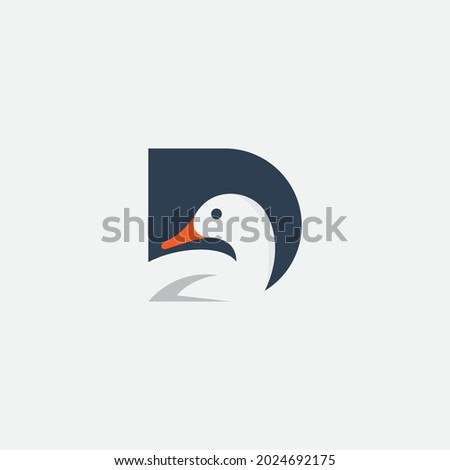 Letter D Logo combination with duck, creative design, logo or icon symbol