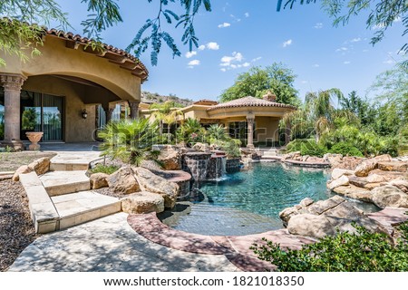 Luxury home backyard swimming pool Stock foto © 