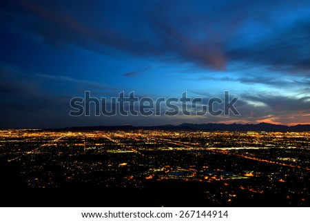 Phoenix city lights at dusk (high contrast version)