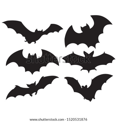 Black silhouettes of Bats vector illustratuion isolated on white background for Halloween