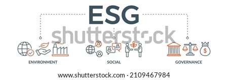 ESG banner web icon vector illustration for Environment Social Governance of corporate sustainability performance for investment screening Stock foto © 