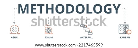 Methodology banner web icon vector illustration concept with icon of agile, scrum, waterfall and kanban