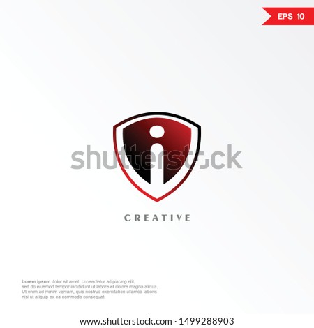 Letter i shield logo and icon, vector template.