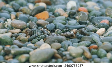 Image, Stock Photo Rough rocks washed by ocean waves forming foam in daylight