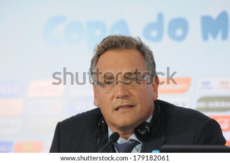 RIO DE JANEIRO, BRAZIL - OCTOBER 21,2013: MEETING OF THE ORGANIZING COMMITTEE OF FIFA WORLD CUP 2014 WITH SECRETARY GENERAL MR. JÃ?Â©rÃ?Â´me Valcke.