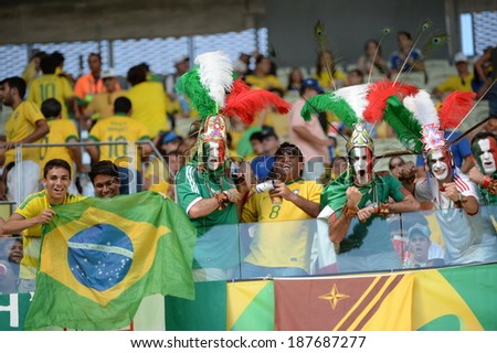 Fortaleza, 26 JUNE 2013 - fans are party games in the Confederations Cup stadium CASTELÃ?Â?O