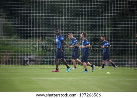 MANGARATIBA, BRAZIL - May 07, 2014: The Italian national football team practicing at Portobelo training center in preparation for the 2014 World Cup soccer tournament. No Use In Brazil.