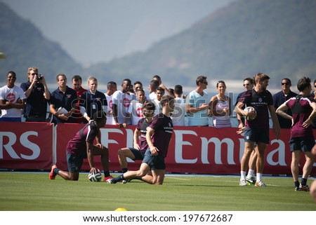 Rio de Janeiro - Brazil June 9, 2014 - English soccer team training session at Forte da Urca in preparation for the 2014 World Cup. No Use in Brazil.