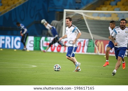 RIO DE JANEIRO, BRAZIL - June 14, 2014: Argentina national team trains at Maracana stadium on the day before their match against Bosnia national team. No Use in Brazil.