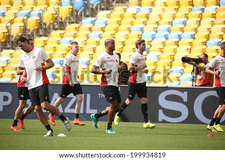 Rio de Janeiro, BRAZIL - June 21, 2014: Belgium national football team practicing at Maracana  training center in preparation for the 2014 World Cup soccer tournament. No Use in Brazil.