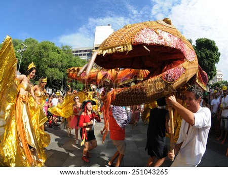 Rio de Janeiro-Brazil February 08, 2015, street carnival in Rio de Janeiro ,Boitata(traditional carnival block of Rio de Janeiro)