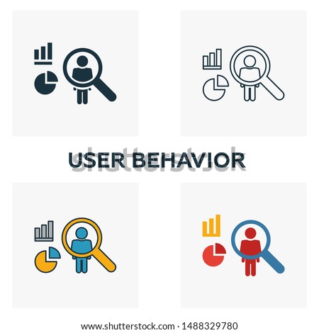 User Behavior icon set. Four elements in diferent styles from big data icons collection. Creative user behavior icons filled, outline, colored and flat symbols.