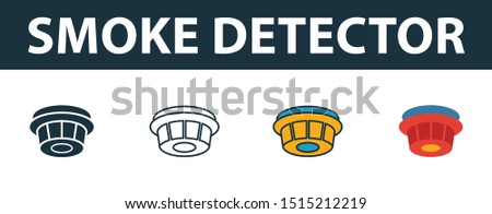 Smoke Detector icon set. Premium simple element in different styles from fire safety icons collection. Set of smoke detector icon in filled, outline, colored and flat symbols concept.