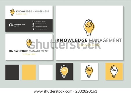 Knowledge management logo design with editable slogan. Branding book and business card template.