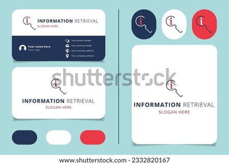 Information retrieval logo design with editable slogan. Branding book and business card template.