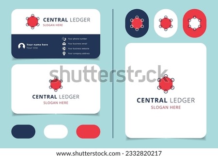 Central ledger logo design with editable slogan. Branding book and business card template.